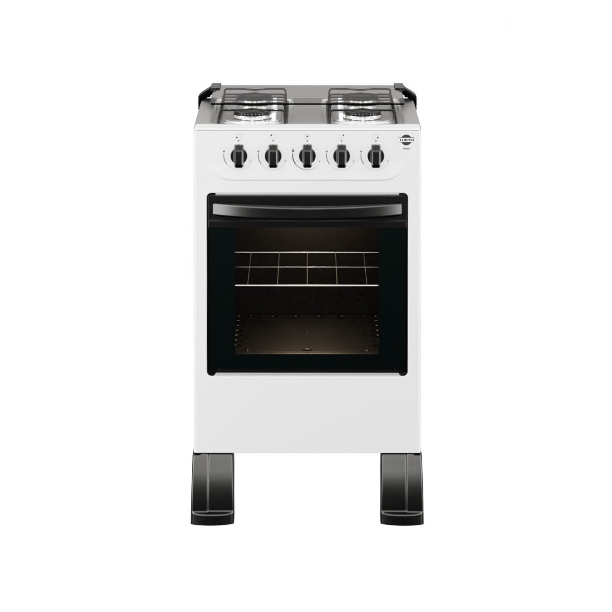 Cocina Tokyo Flamex 4H. Blanco Mesa Inox Tapa de Vidrio