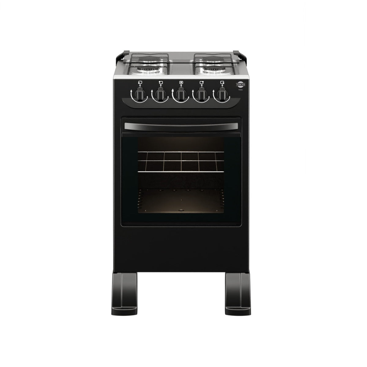 Cocina Tokyo Flamex 4H Negro Mesa Inox Tapa de Vidrio